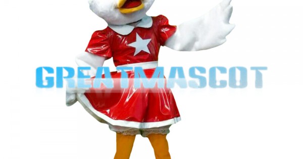 White Duck With Red Pentagram Dress Mascot Costume