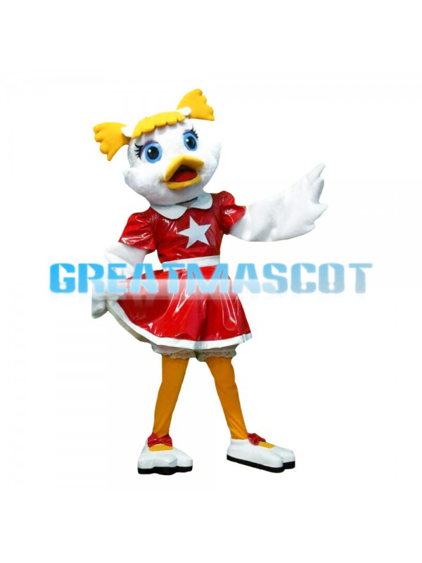 White Duck With Red Pentagram Dress Mascot Costume