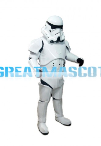 Cool Space Robot Wearing White Space Suit Mascot Costume