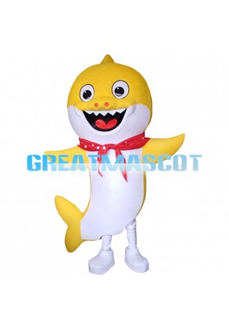Yellow Dolphin With Red Scarf Mascot Costume