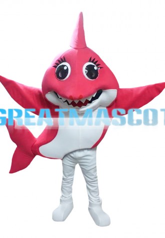 Bright Eyes Smiling Red Shark Mascot Costume