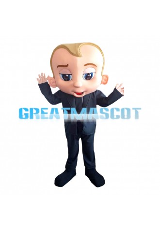 Yellow Hair Little Boy With Suit Mascot Costume