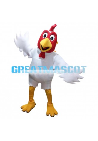 White Chicken With Red Cockscomb Mascot Costume