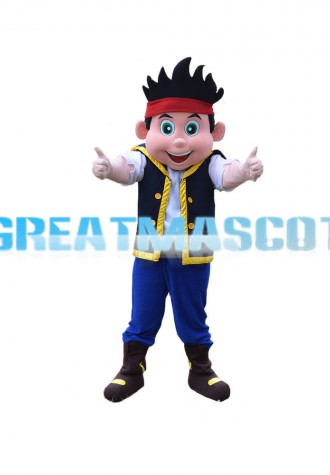 Exciting Little Boy With Red Headpiece Mascot Costume