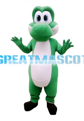 Dazed Green & White Dragon Mascot Costume