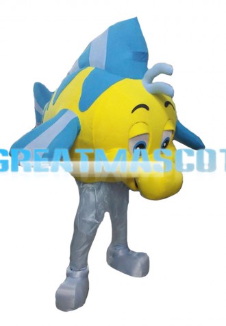 Light Blue & Yellow Fish Mascot Costume For Performance