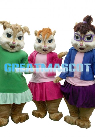 Squirrel Sisters With Colorful Set Mascot Costume