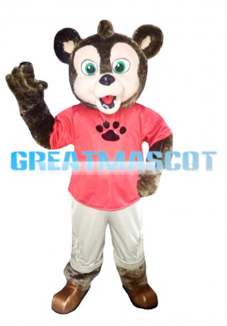 Green Eyes Dog In Pink Shirt Mascot Costume