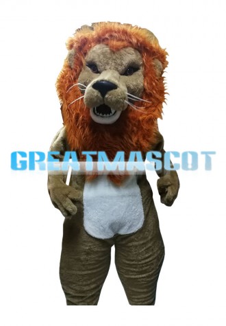 Roaring Lion With Brown Mane Mascot Costume