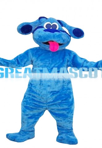 Blue Puppy Sticking Out Tongue Mascot Costume