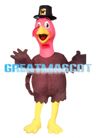 Brown Chicken With Red Head Mascot Costume