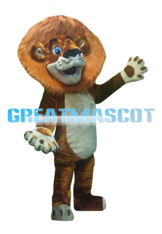 Long Brown Mane Lion Mascot Costume