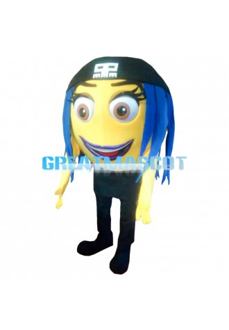 Yellow Ball With Blue Hair Mascot Costume