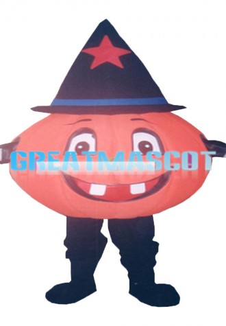 Pumpkin Doll With Black Cap Mascot Costume