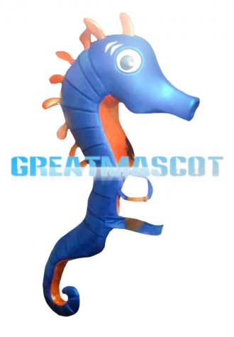 Cartoon Blue Seahorse Mascot Costume