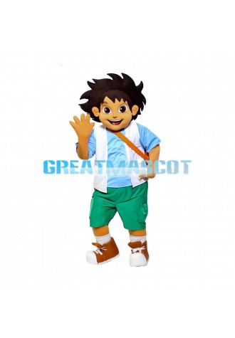 Young Little Boy Carrying Shoulder Bag Mascot Costume