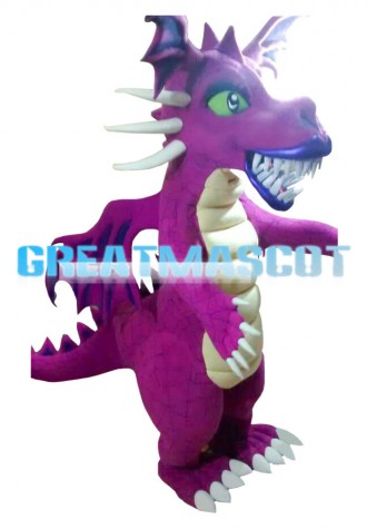 Green Eyes Purple Evil Dragon Mascot Costume