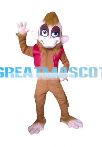 Funny Style Monkey In Red Vest Mascot Costume