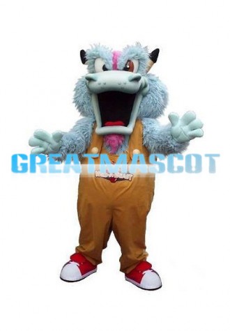 Light Blue Dragon With Brown Rompers Mascot Costume