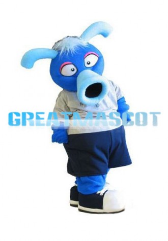 Strange Blue Monster With Flared Mouth Mascot Costume