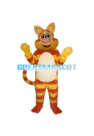 Yellow & Orange Striped Cat Mascot Costume