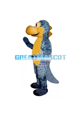 Yellow & Light Blue Speckled Dinosaur Mascot Costume