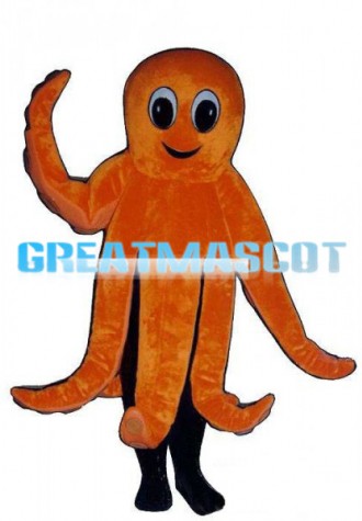Cute Cartoon Orange Octopus Mascot Costume