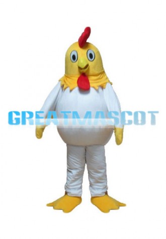 White Chicken With Yellow Head Mascot Costume