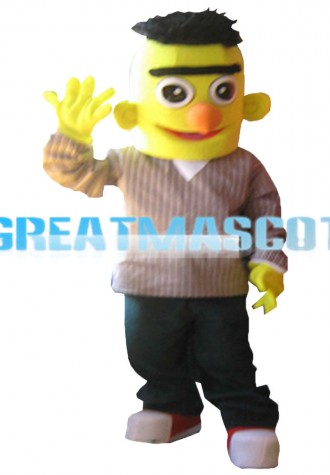 Friendly Yellow Square Face Man Mascot Costume