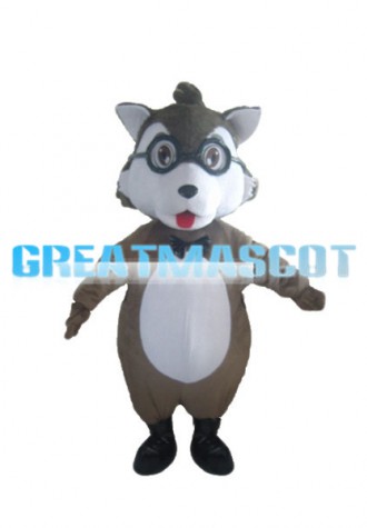 Studious Baby Wolf With Glasses Mascot Costume