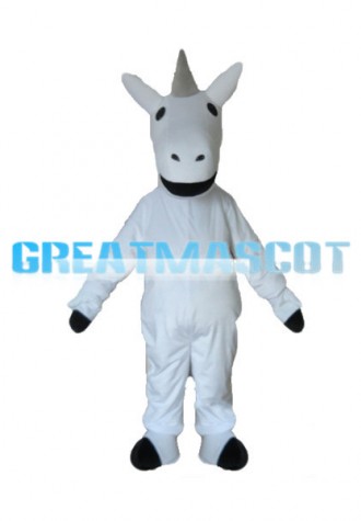 All White Horse With Horn Mascot Costume