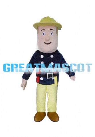 Engineer Wearing Yellow Hard Hat Mascot Costume
