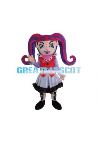 Woman Clown With Long Claw Braid Mascot Costume