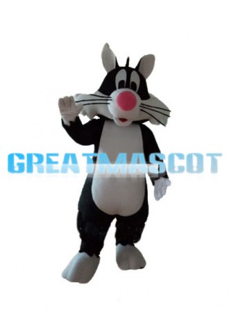 Pink Nose Long Beard Cat Mascot Costume