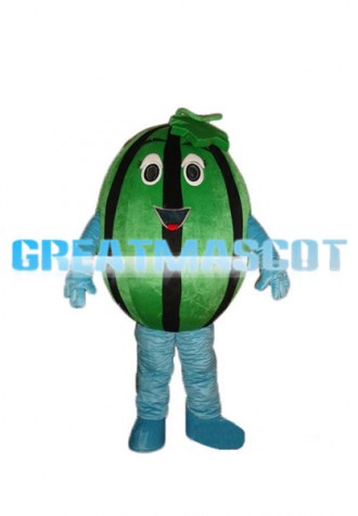 Ripe Watermelon With Green Leaf Mascot Costume