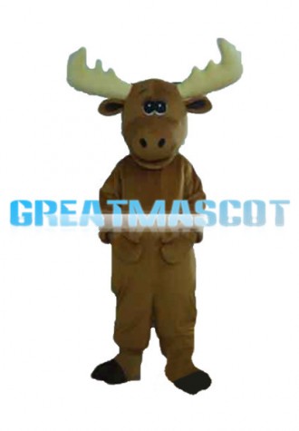 Beige Antlers Mouse Mascot Costume