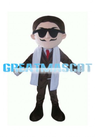 Polite Gentleman With Sunglasses Mascot Costume