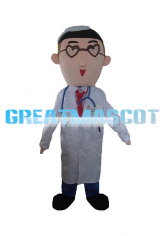 Male Doctor With Heart Shaped Glasses Mascot Costume