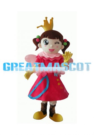 Little Girl With Crown Mascot Costume