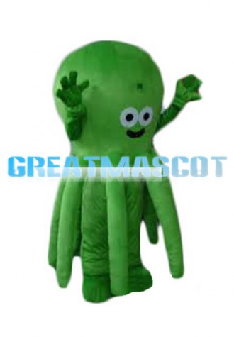 Small Eyes Green Octopus Mascot Costume