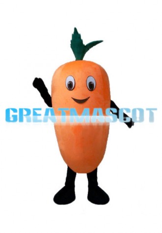 Cartoon Carrot With Leaves Mascot Costume