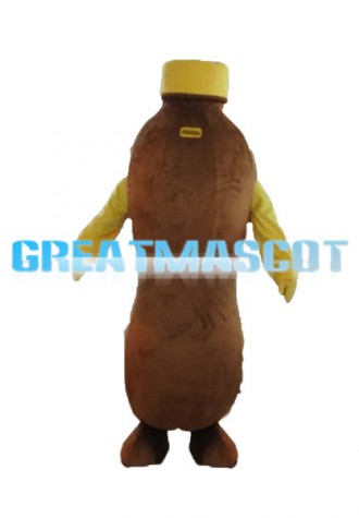 Brown Long Beverage Bottle Mascot Costume
