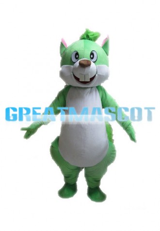 Protruding Front Tooth Green Squirrel Mascot Costume