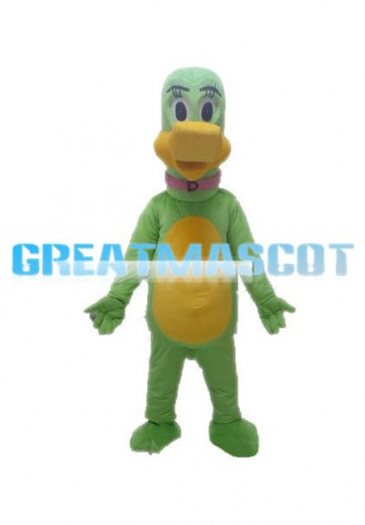 Shaved Head Green & Yellow Duck Mascot Costume