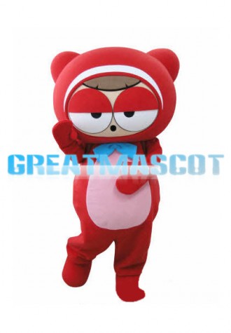 Pink Belly Cute Red Bear Mascot Costume