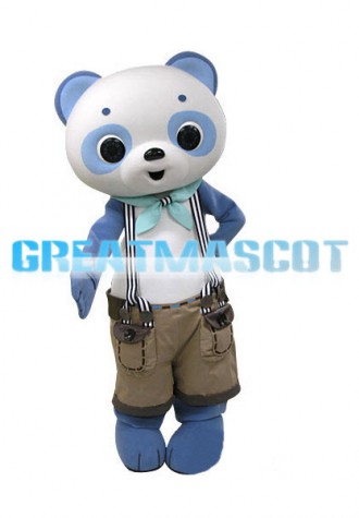 Tall Bear With Suspender Shorts Mascot Costume