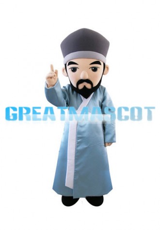 Ancient Master With Blue Robe Mascot Costume
