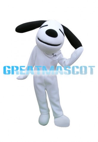 Long Ears Smirking White Dog Mascot Costume