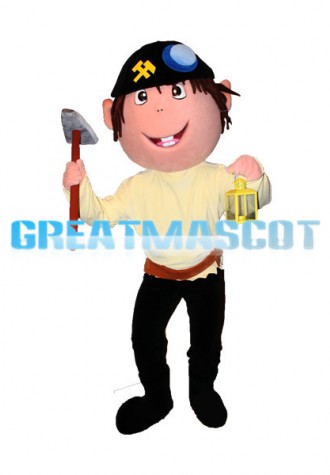 Adult Miner Holding Tools Mascot Costume