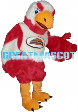 Long Fur Red & White Eagle Mascot Costume